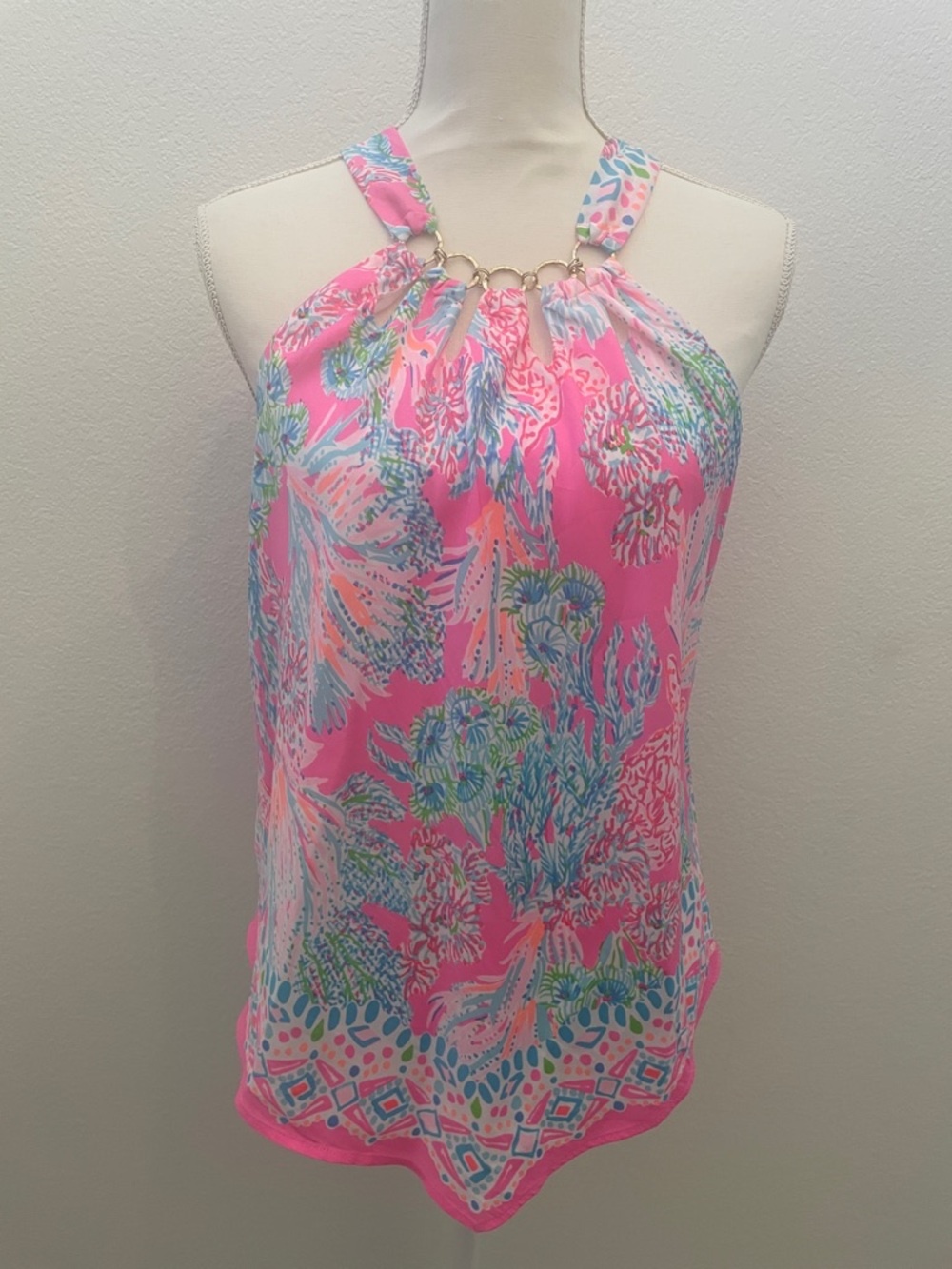 Lilly Pulitzer Women’s Julien Floral Halter Top with Ring Detail